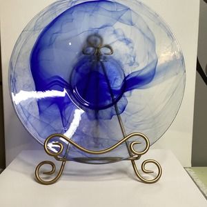 Colbalt blue frosted swirl glass bowl